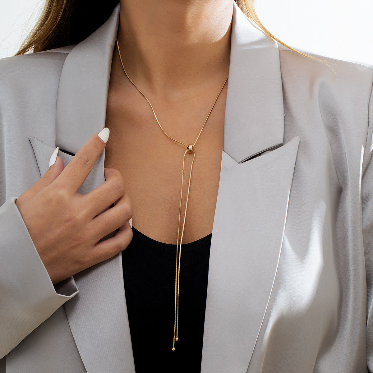 Planderful Vienna Verve Versatile Adjustable Box Chain Necklace For Women Long Fringed Metal Statement Jewelry