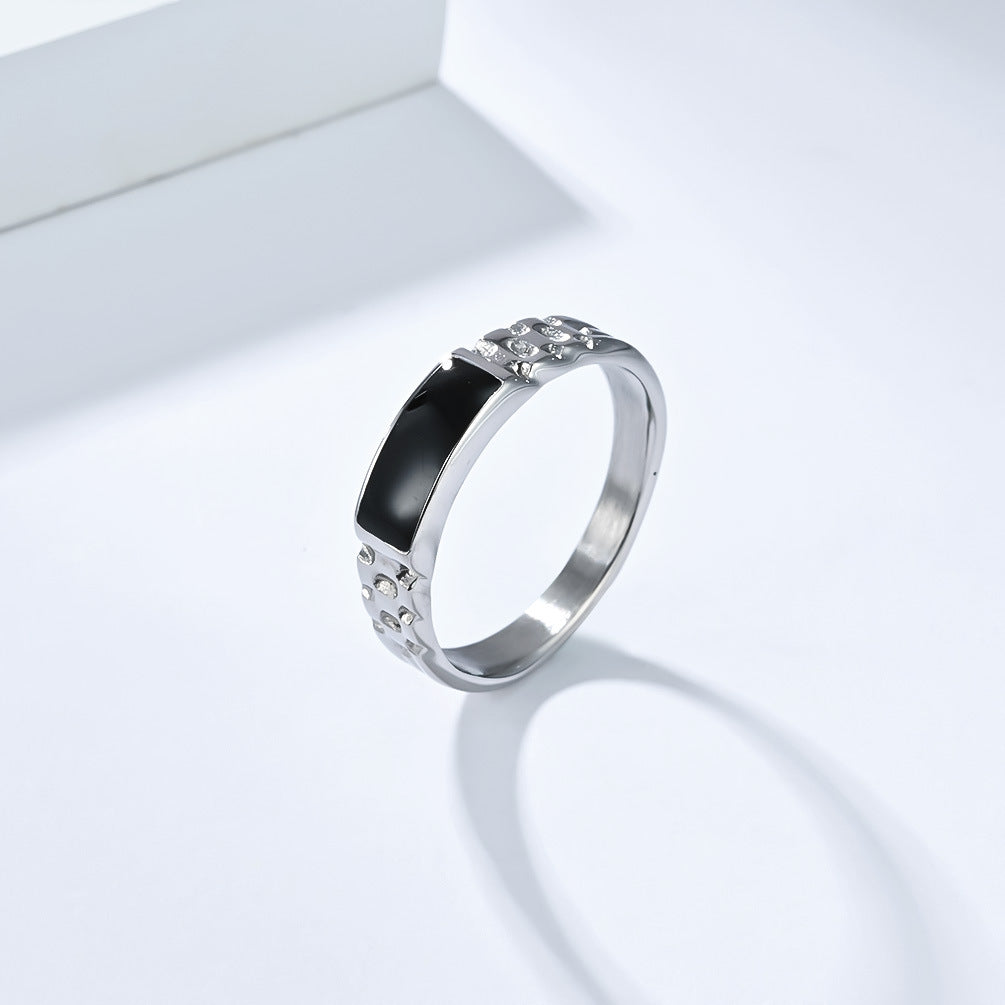 Planderful Titanium Steel Ring Unisex Neutral Style Niche Personality Design Jewelry