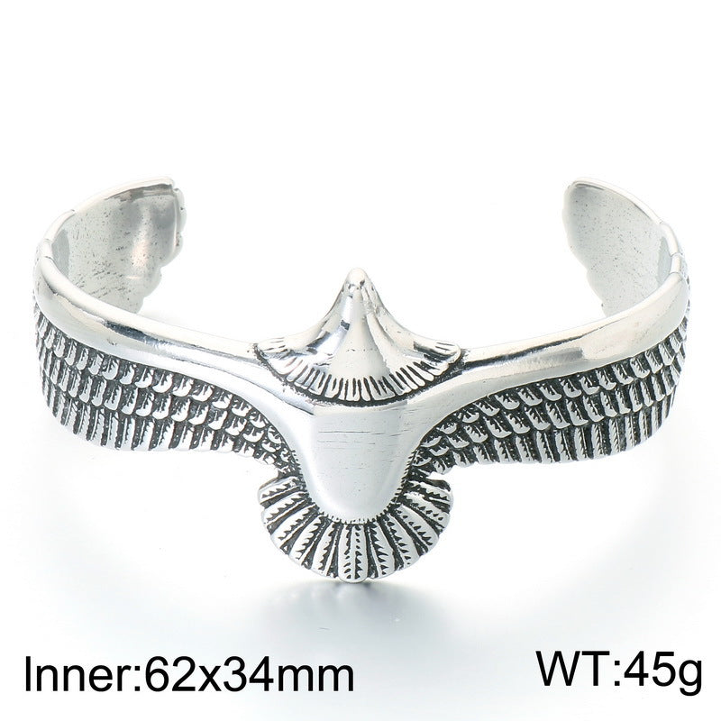 Gothic Skull Flying Eagle Spread Wings Bracelet Punk Cross Angel Wings Stainless Steel