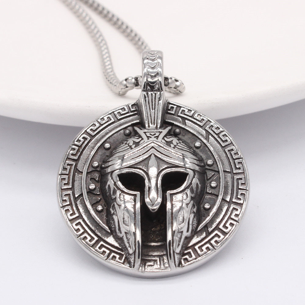 Planderful Mens Pharaoh Knight Mask Necklace Stainless Steel Pendant Durable Retro Egyptian Style