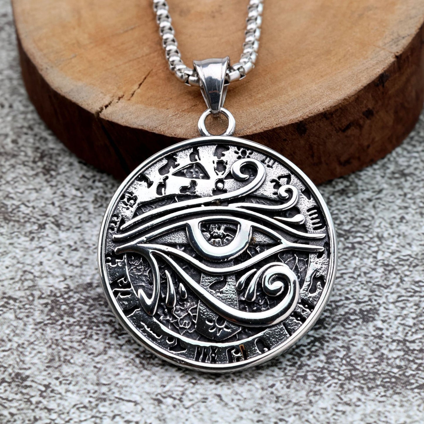 Planderful Eye Of Horus Pendant For Men Stainless Steel Single Sided Retro European American Style Necklace