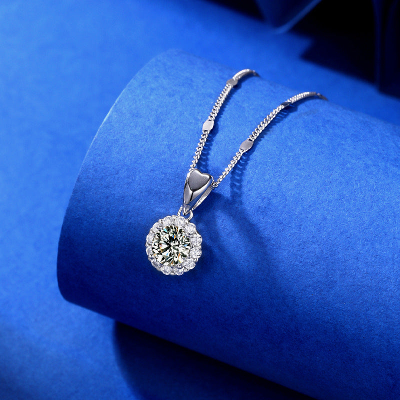 Sun Moissanite 925 Sterling Silver Pendant Necklace