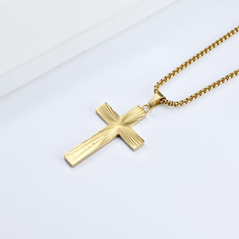 High-Gloss Titanium Steel Cross Pendant for Men