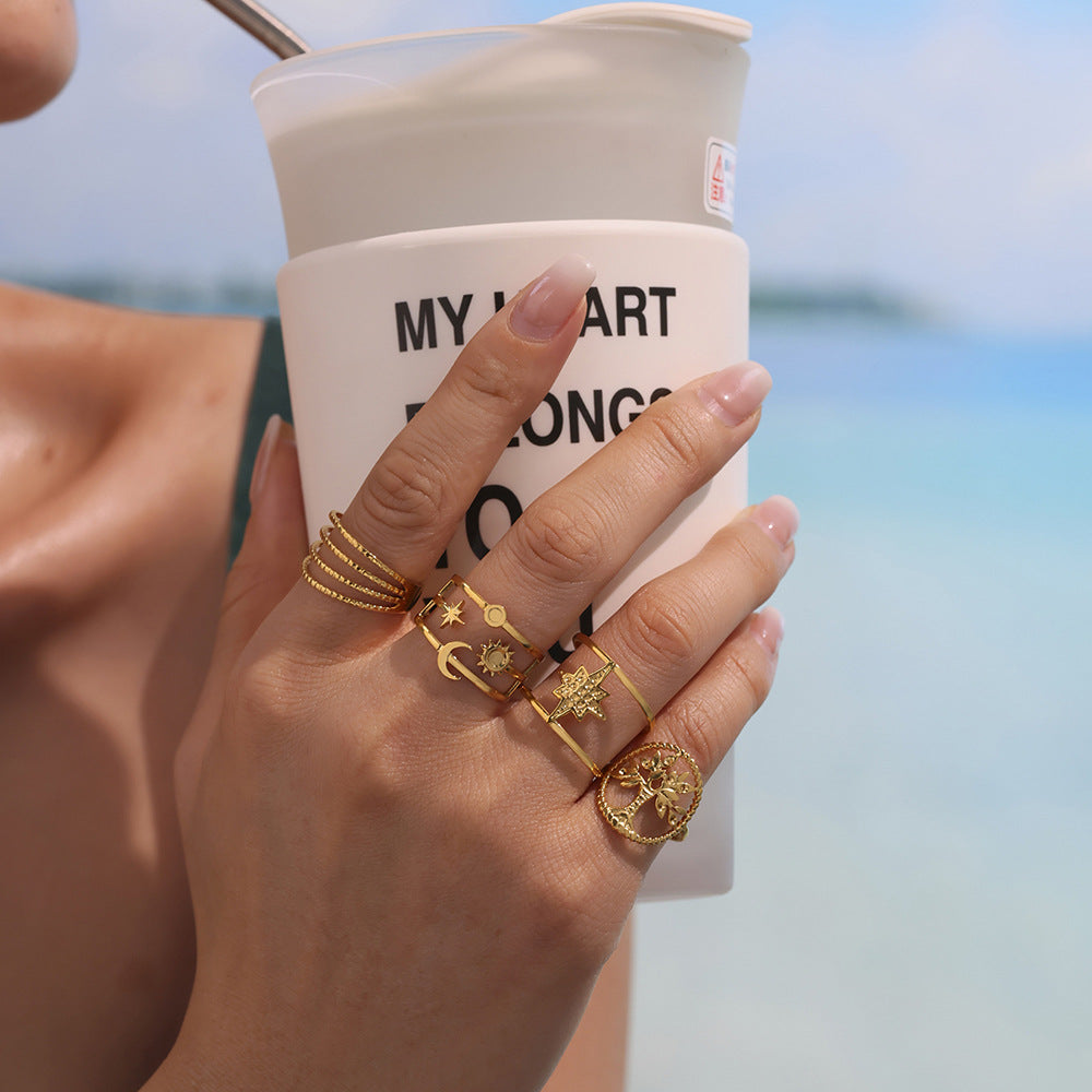 Planderful Geometric Stylish Ring 18K Gold Plated For Women