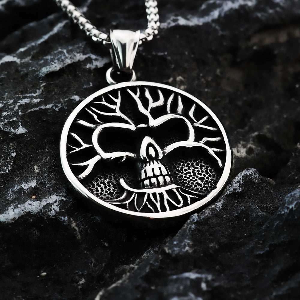 Nordic Retro Stainless Steel Single-Sided Viking Tree Pendant