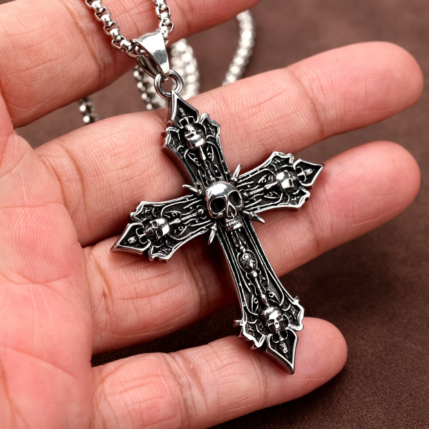 Planderful Baroque Cross Necklace Unisex Vintage Bohemian Pendant For Men And Women