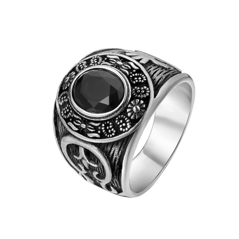 Planderful Gothic Totem Zircon Ring For Men Protection