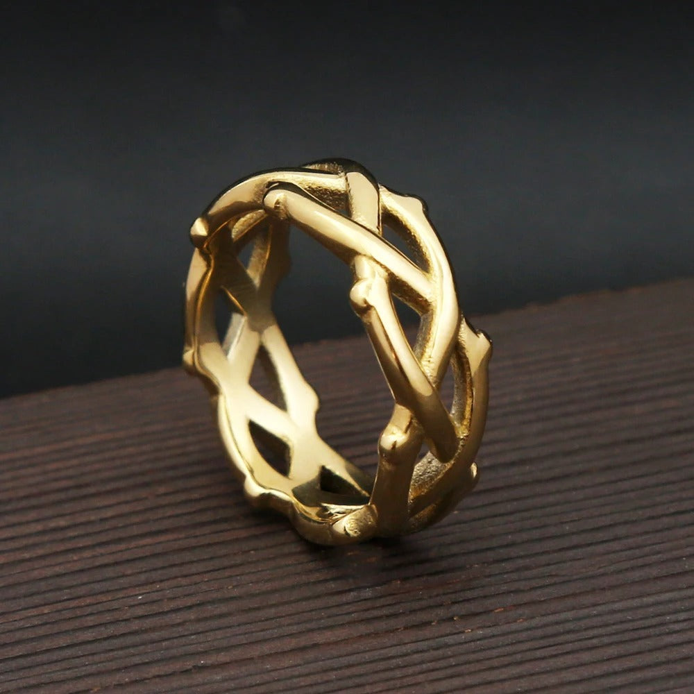 Planderful Titanium Steel Ring Thorn Vine Design For Men Durable Retro European Style For Couples