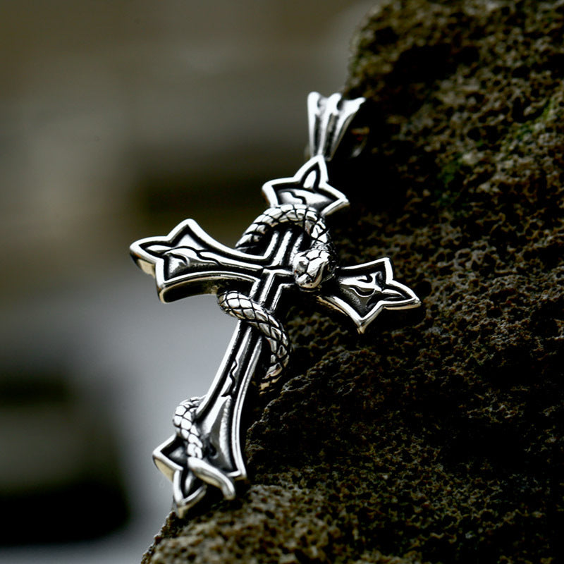 Gothic Titanium Steel Double Skeleton Pendant with Retro Punk Hip Hop Style for Men