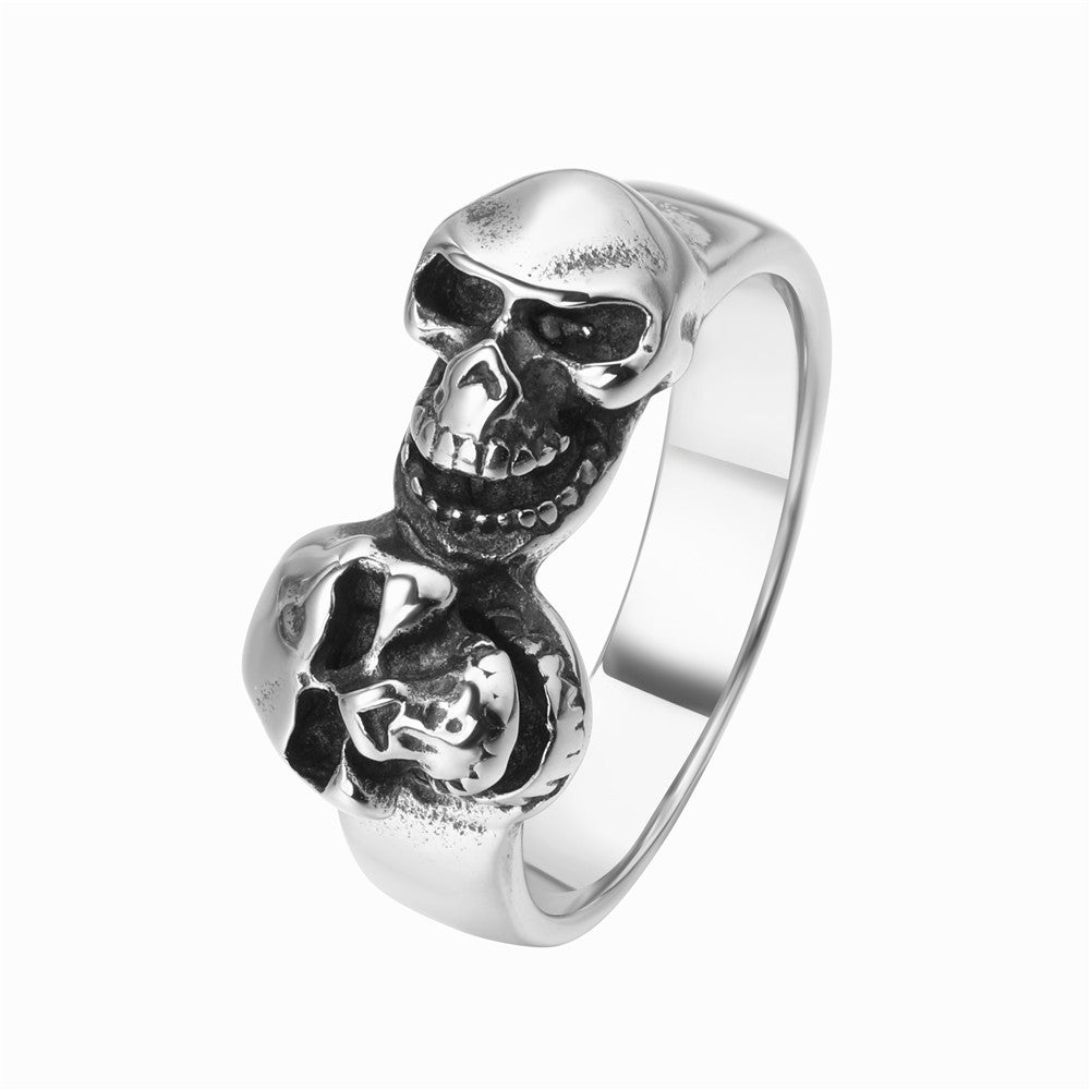 Planderful Titanium Steel Skull Ring Unisex Retro European American Style Protection Statement Jewelry