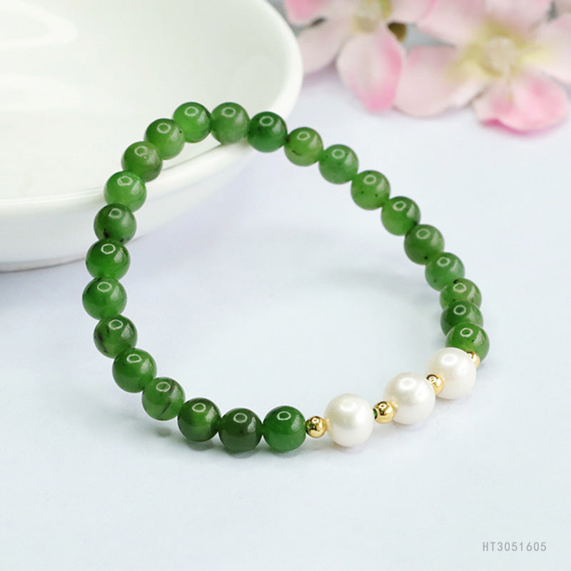 Hetian Jasper & Pearl Bracelet