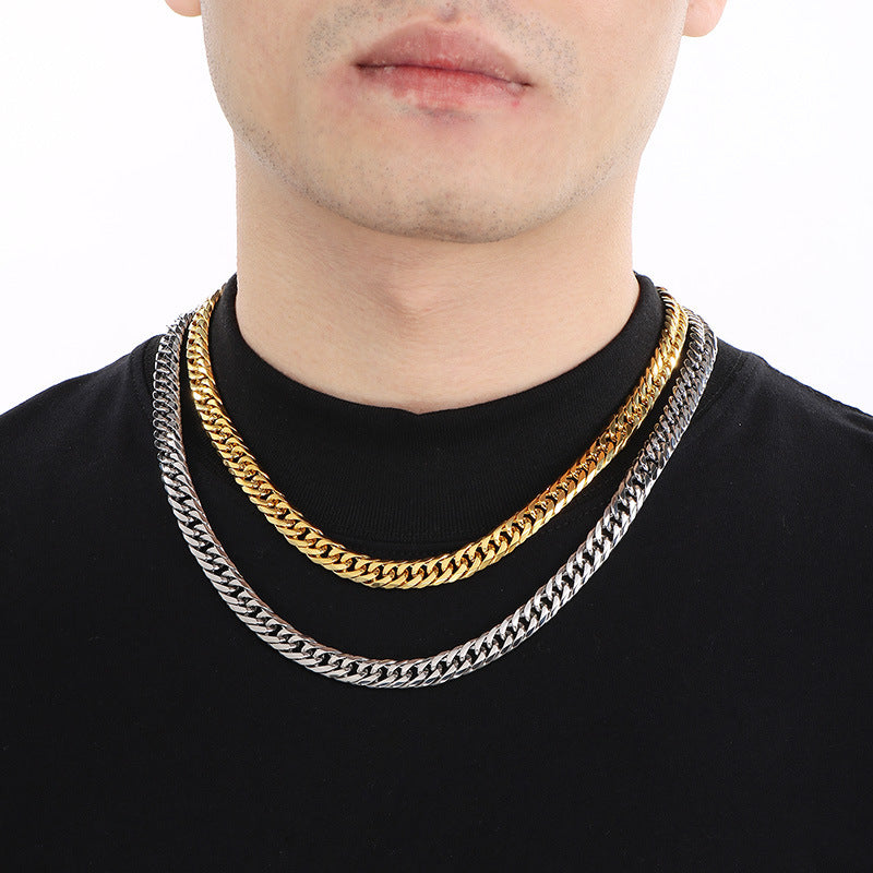 Hip Hop Denim Chain Stainless Steel Men Bracelet Necklace