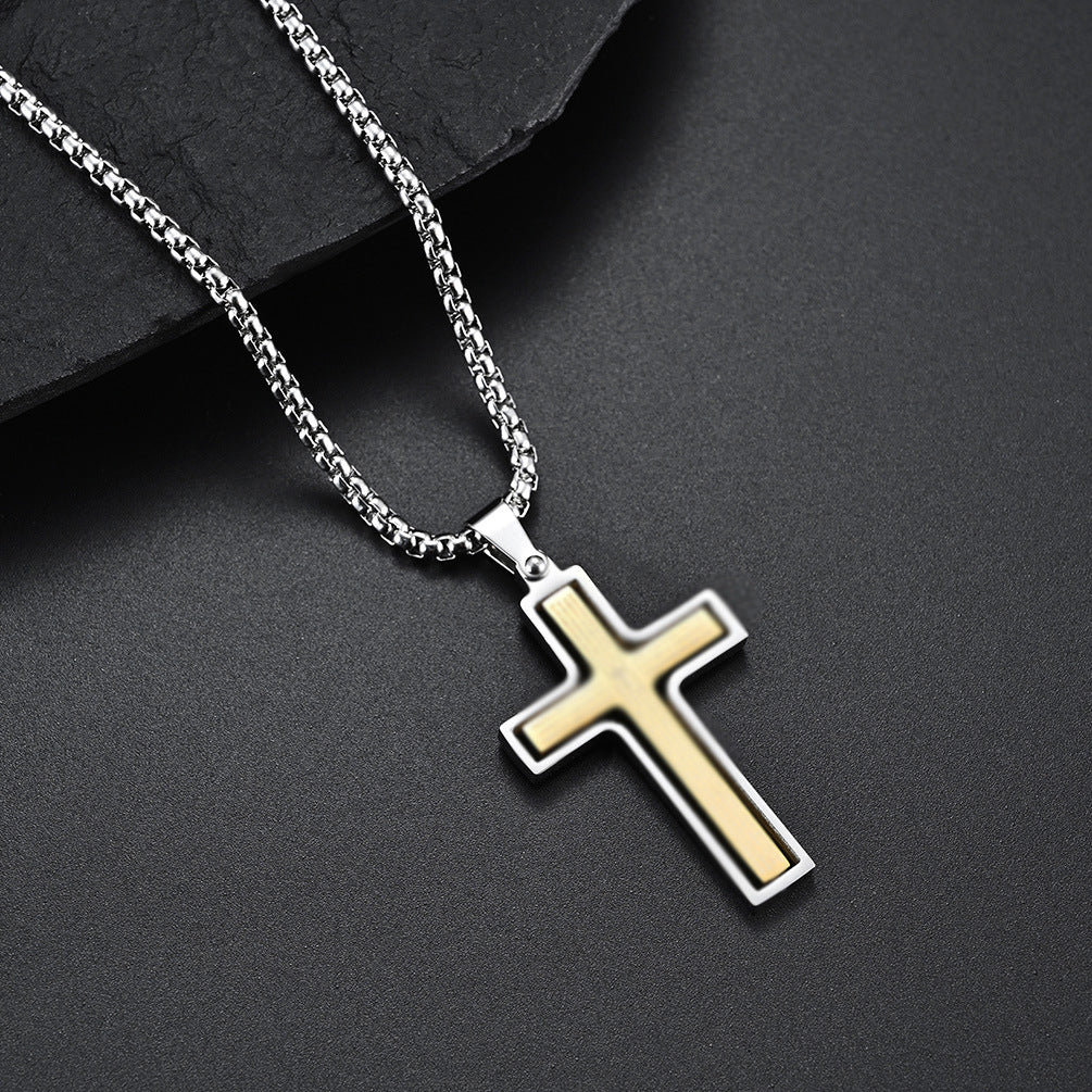 Planderful Rotatable Cross Scripture Necklace Titanium Steel For Fashion Forward Street Style Fans