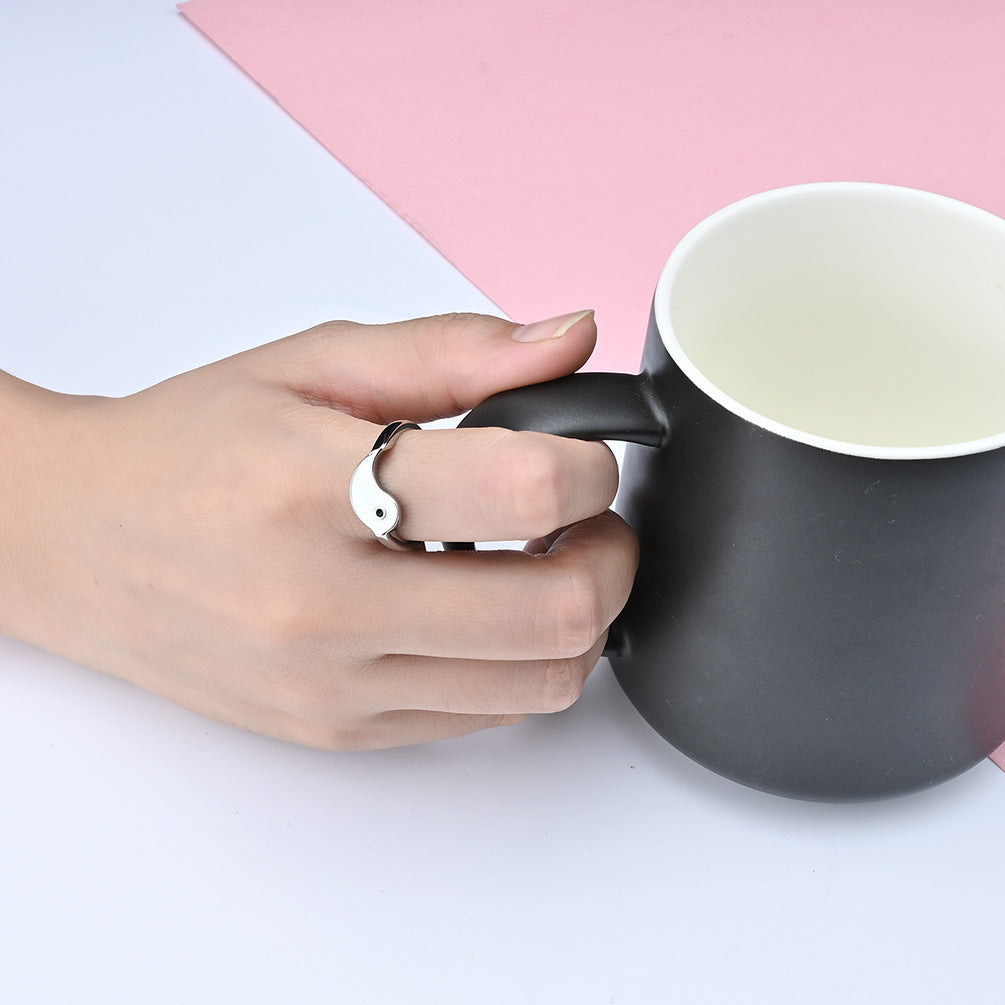 Chinese Style Taiji Diagram Yin And Yang Fish Stainless Steel Ring Male And Female Split Combination Couple Ring Source For Men And Women