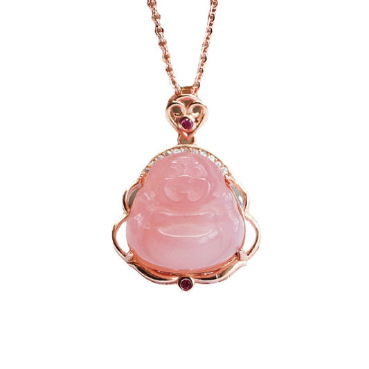Agate Buddha Pendant Necklace crafted in Sterling Silver