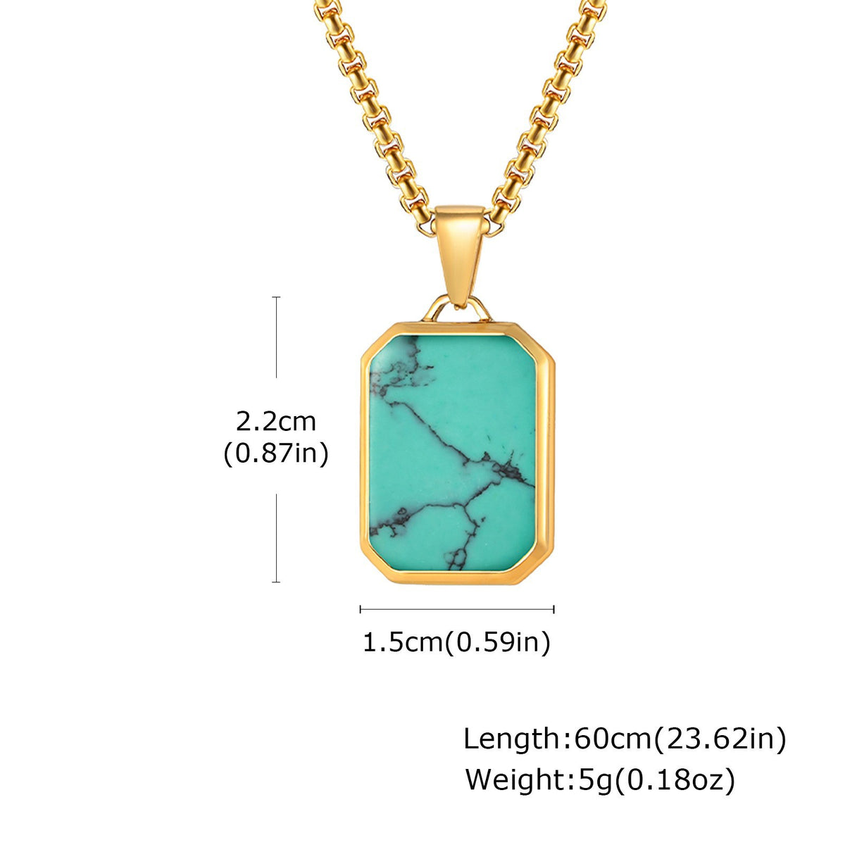 Tiger's Eye Turquoise Lapis Lazuli Geometric Stainless Steel Necklace