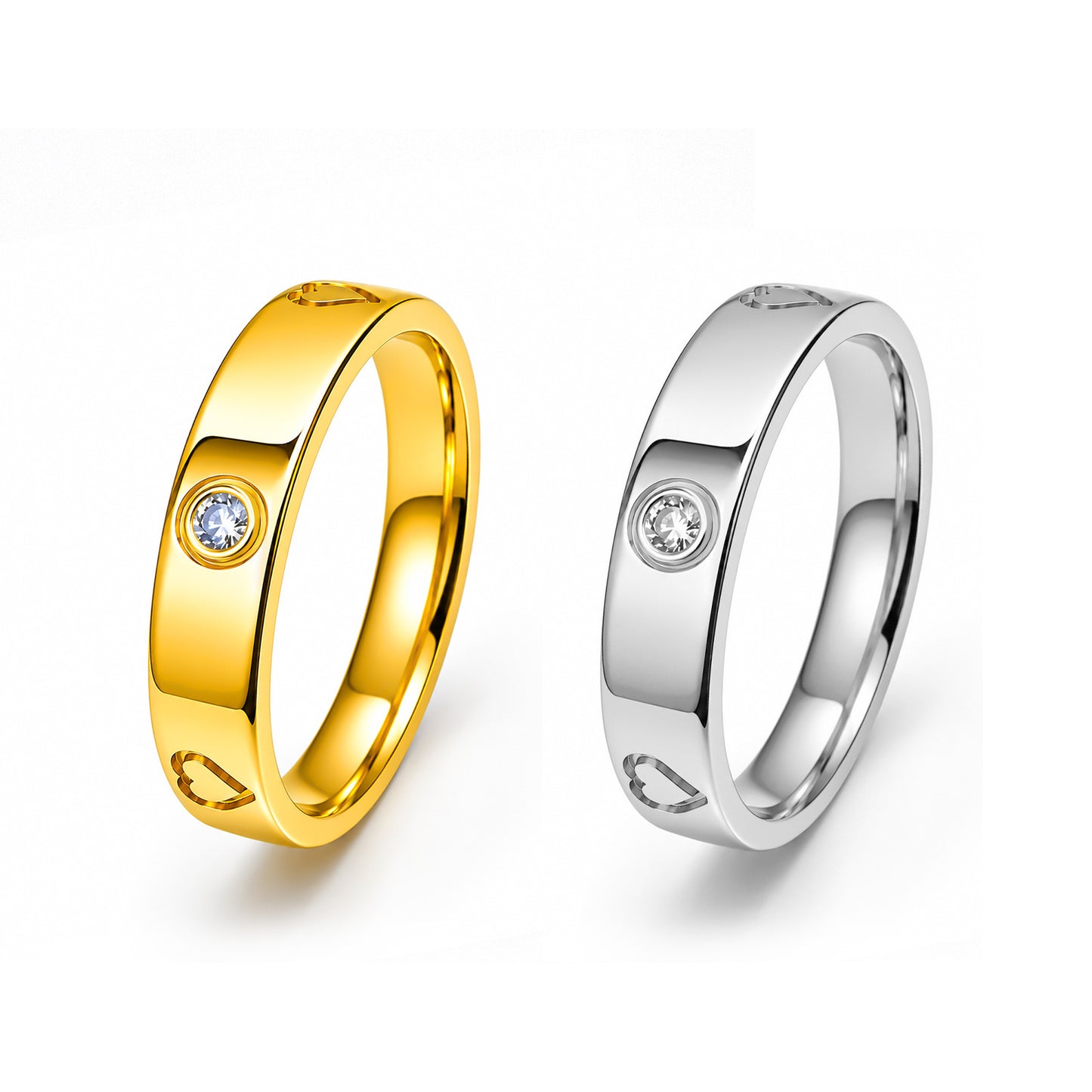 Planderful Everyday Genie Zircon Inlaid Stainless Steel Ring For Couples Unisex Luxury Statement Jewelry