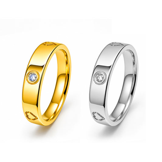 Planderful Everyday Genie Zircon Inlaid Stainless Steel Ring For Couples Unisex Luxury Statement Jewelry