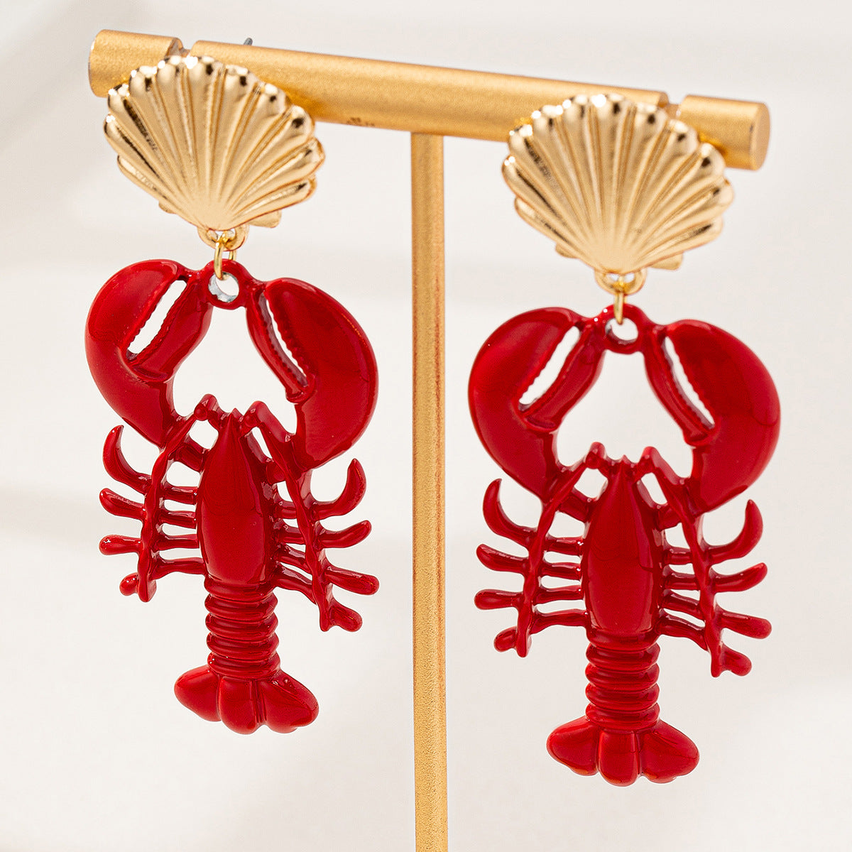 Planderful Vienna Verve Earrings – Elegant Red Lacquered Lobster Design