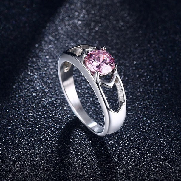 Popular Jewelry Titanium Steel Pink Zircon Ring Women