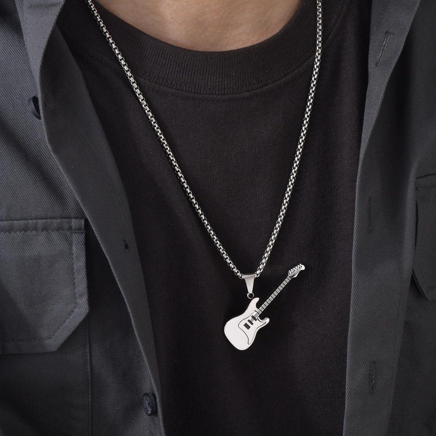 European And American Titanium Steel Jewelry Guitar Pendant