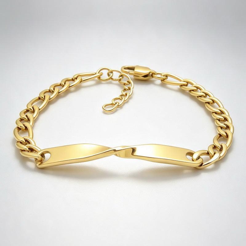Cold Style Adjustable Extension Chain Bracelet Mobius Twist Long Curved Bar Nk Chain