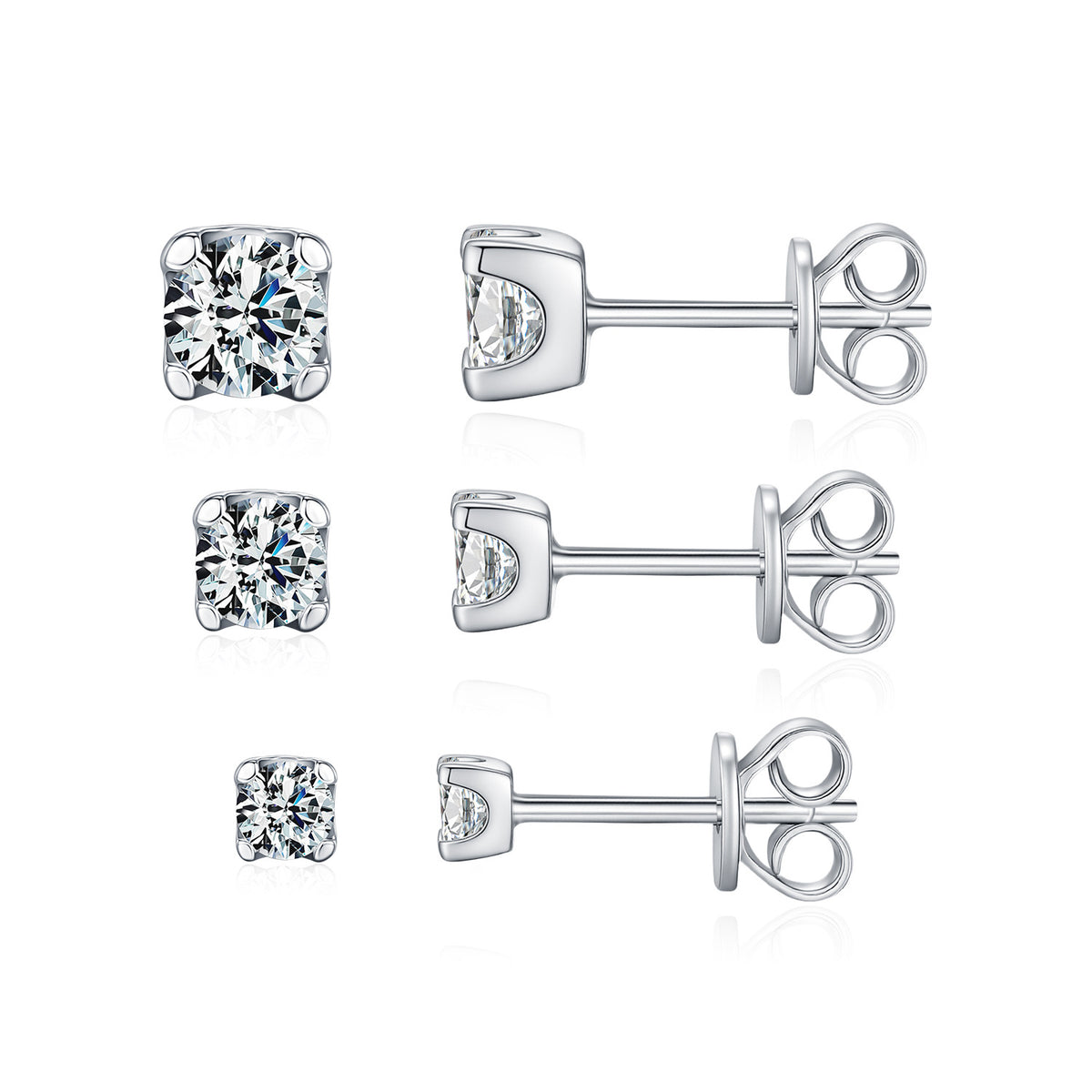 925 Sterling Silver 0.50 ct Moissanite Threaded Stud