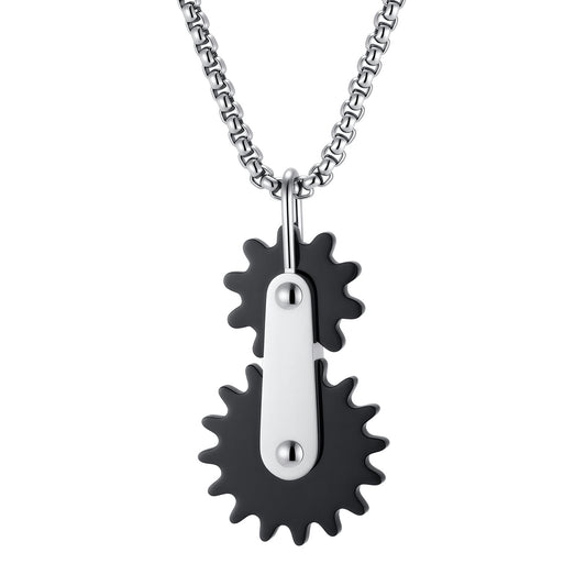 Stainless Steel Double Gear Cool Men's Pendant