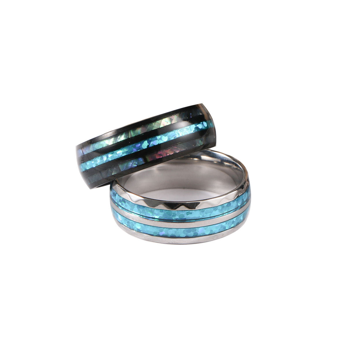 Men's Stainless Steel Ring – Shell Inlaid With Noble Electroplated Ring