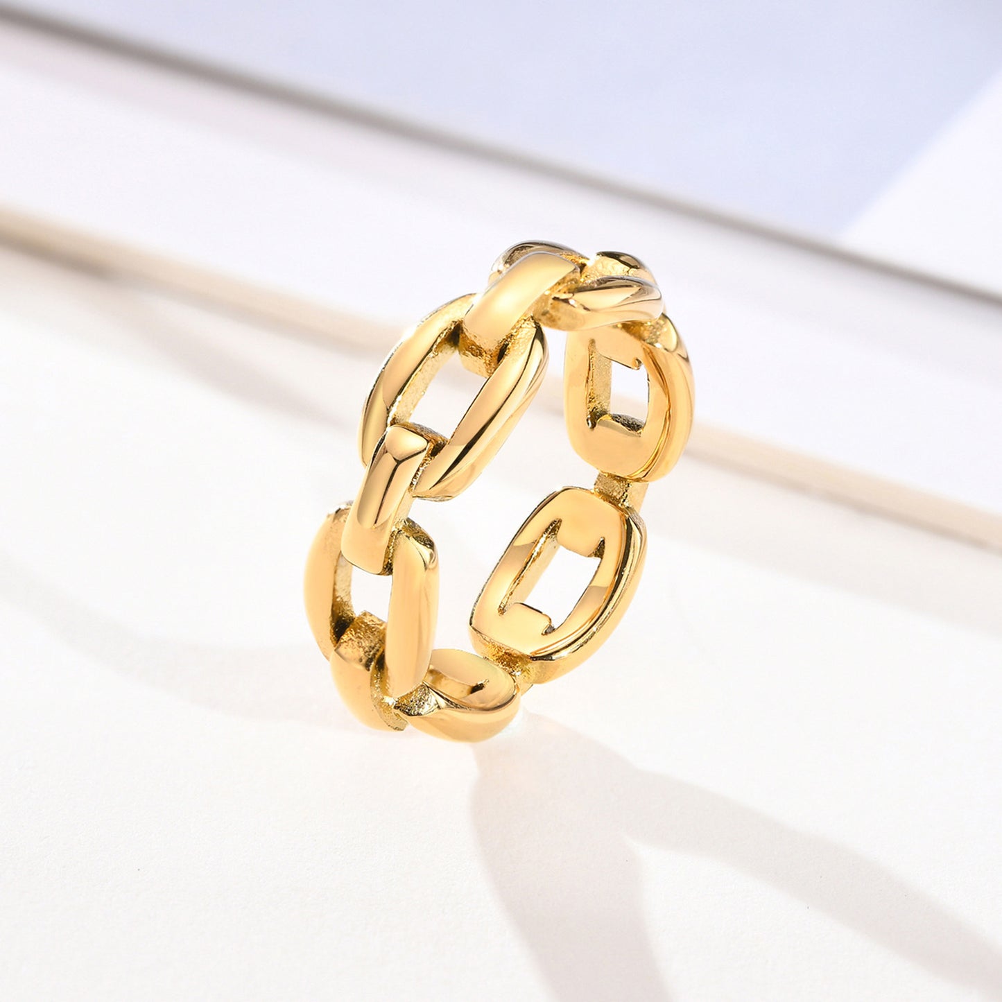 Stainless Steel Chain Ring Gold Women's Fashion Jewelry Wholesale