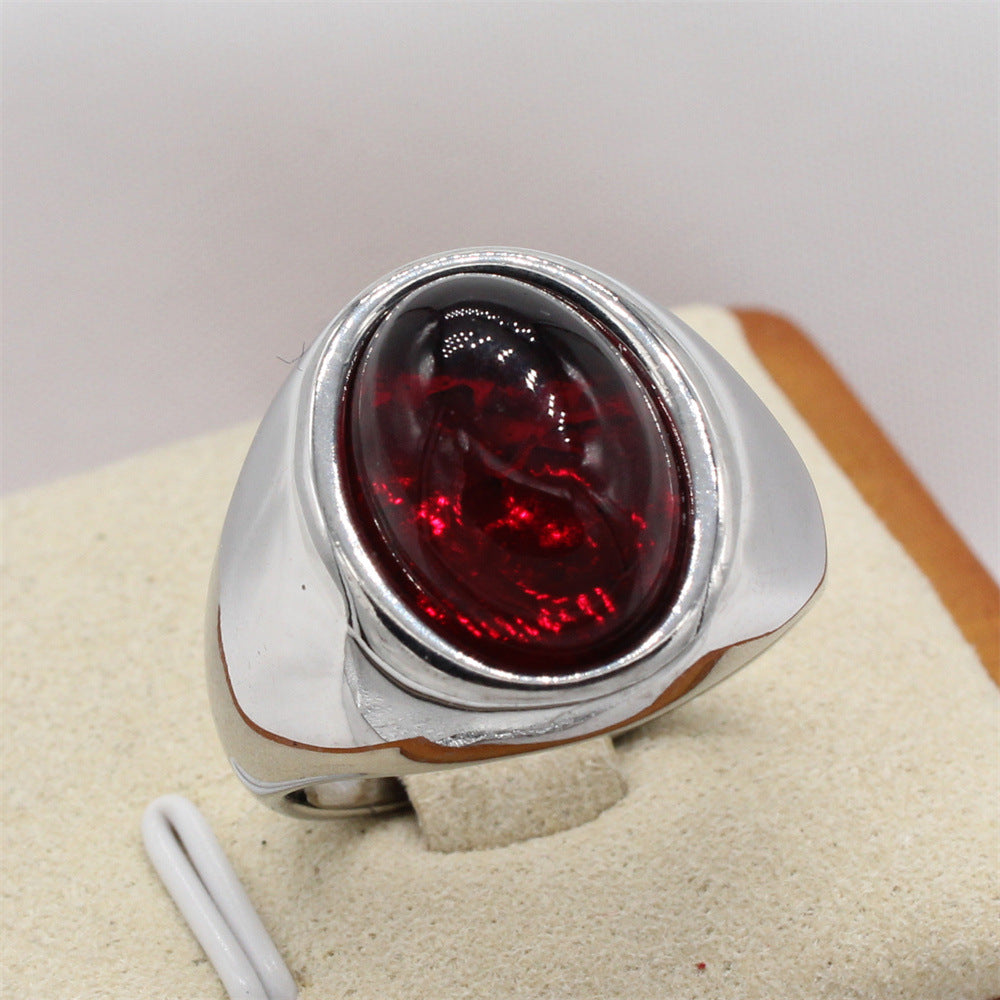 Planderful Titanium Steel Ring Unisex Retro Court Style Oval Design For Everyday Fashion Lovers