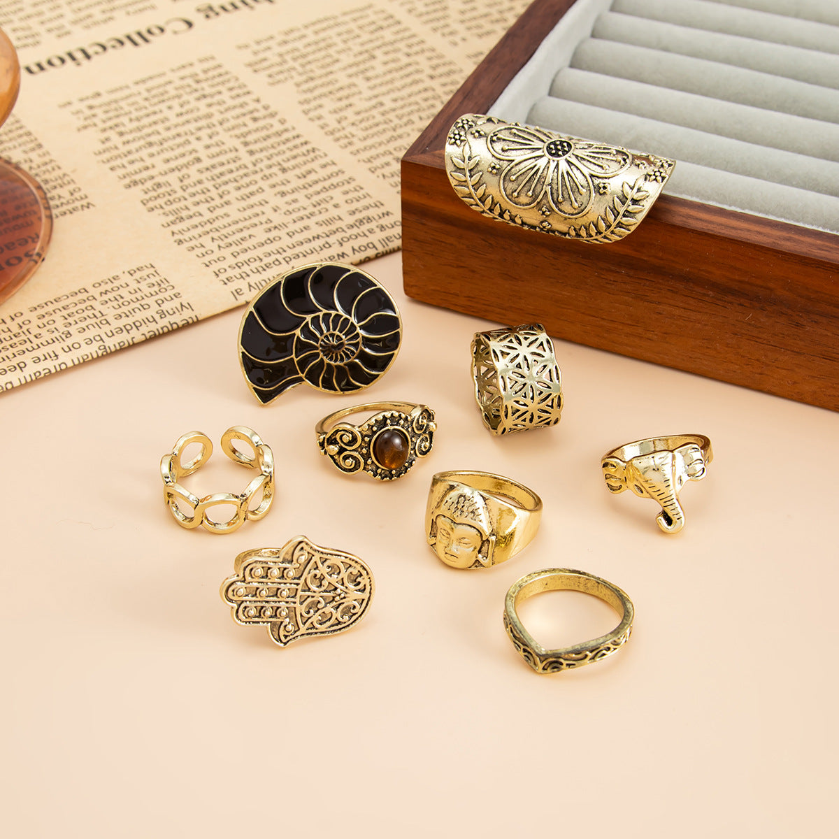 Medieval Ring With Retro Geometric Design For Bold Statement Fashion Lovers By Planderful Vienna Verve