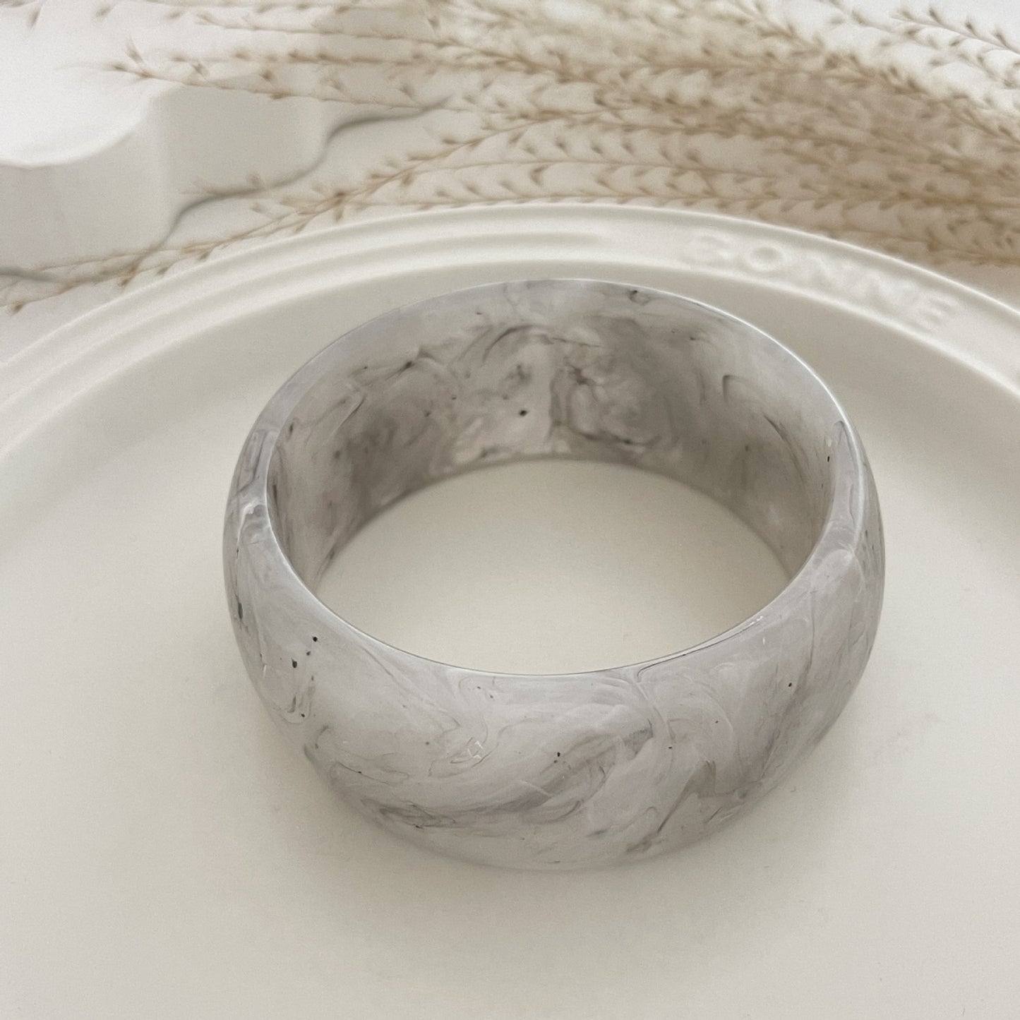 Planderful Vienna Verve Translucent Acrylic Wide Bracelet For Women With Irregular Round Statement Design