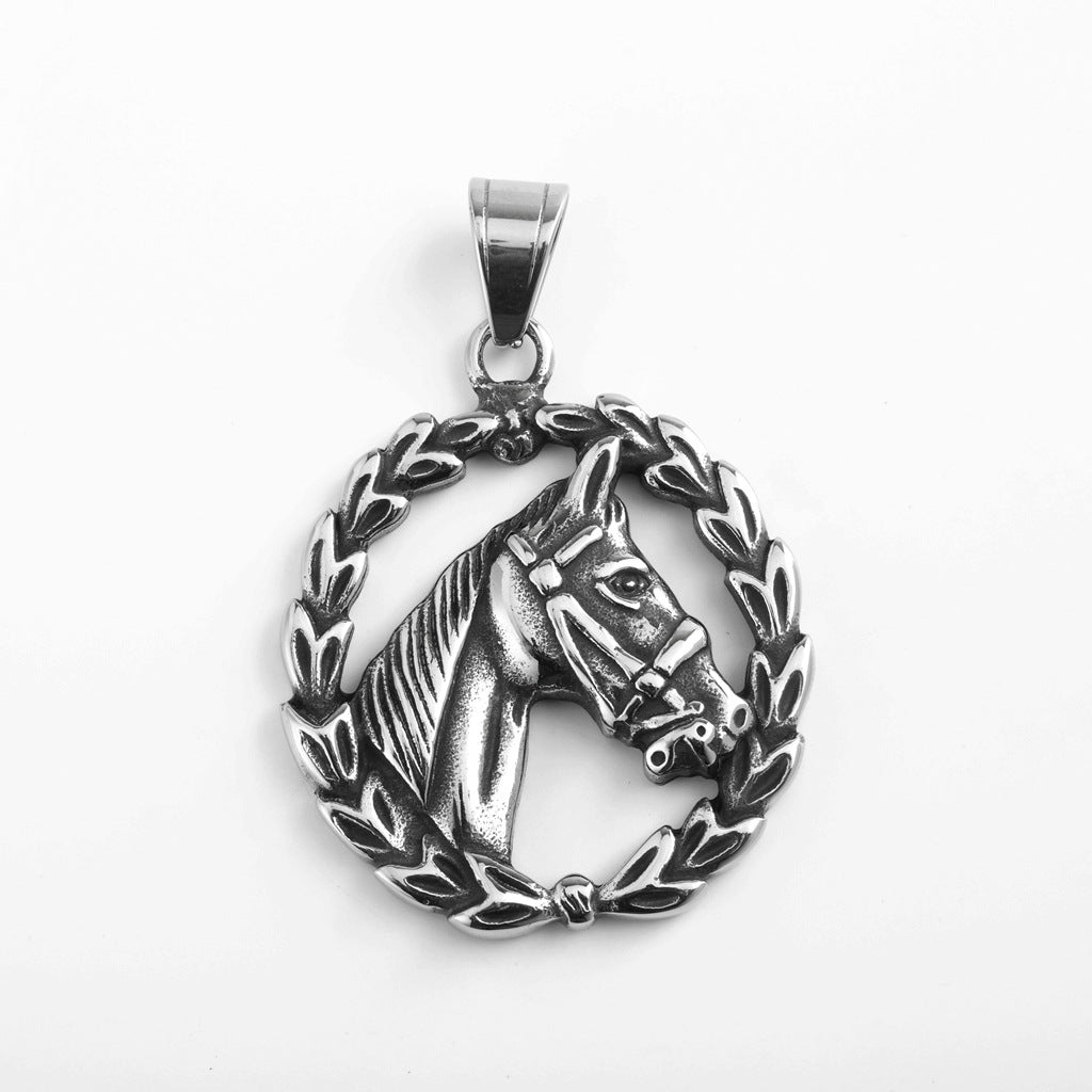 Vintage Horse Stainless Steel Pendant Necklace