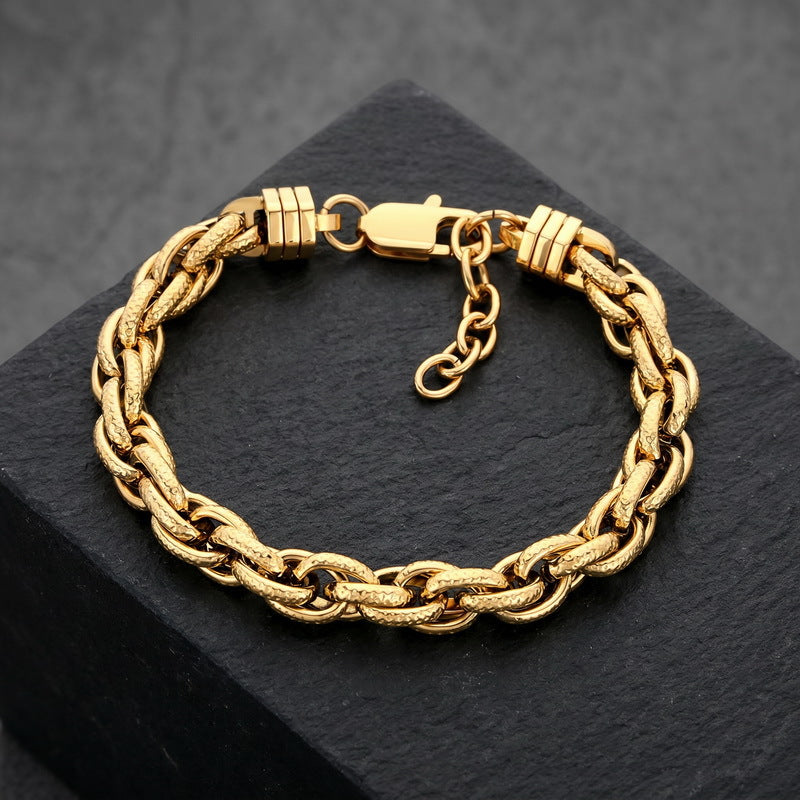 With Extension Chain Bracelet – Beating Pattern Handmade Twist Chain Men's Stainless