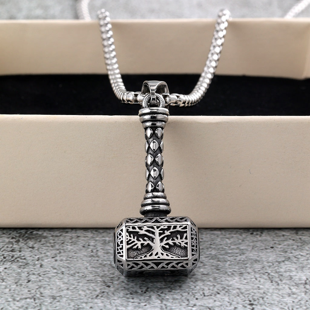 Vintage Tree of Life Viking Stainless Steel Men's Pendant Necklace