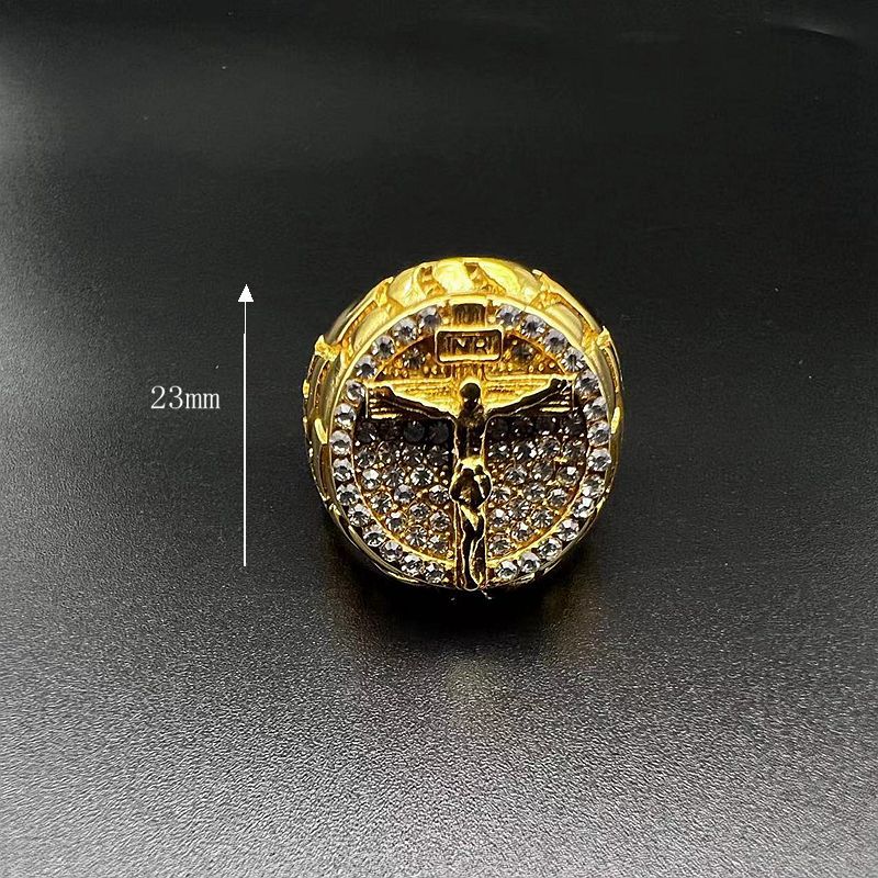 Planderful Everyday Genie Mens Hip Hop Ring Titanium Steel Rhinestone Cross Durable Bold Statement