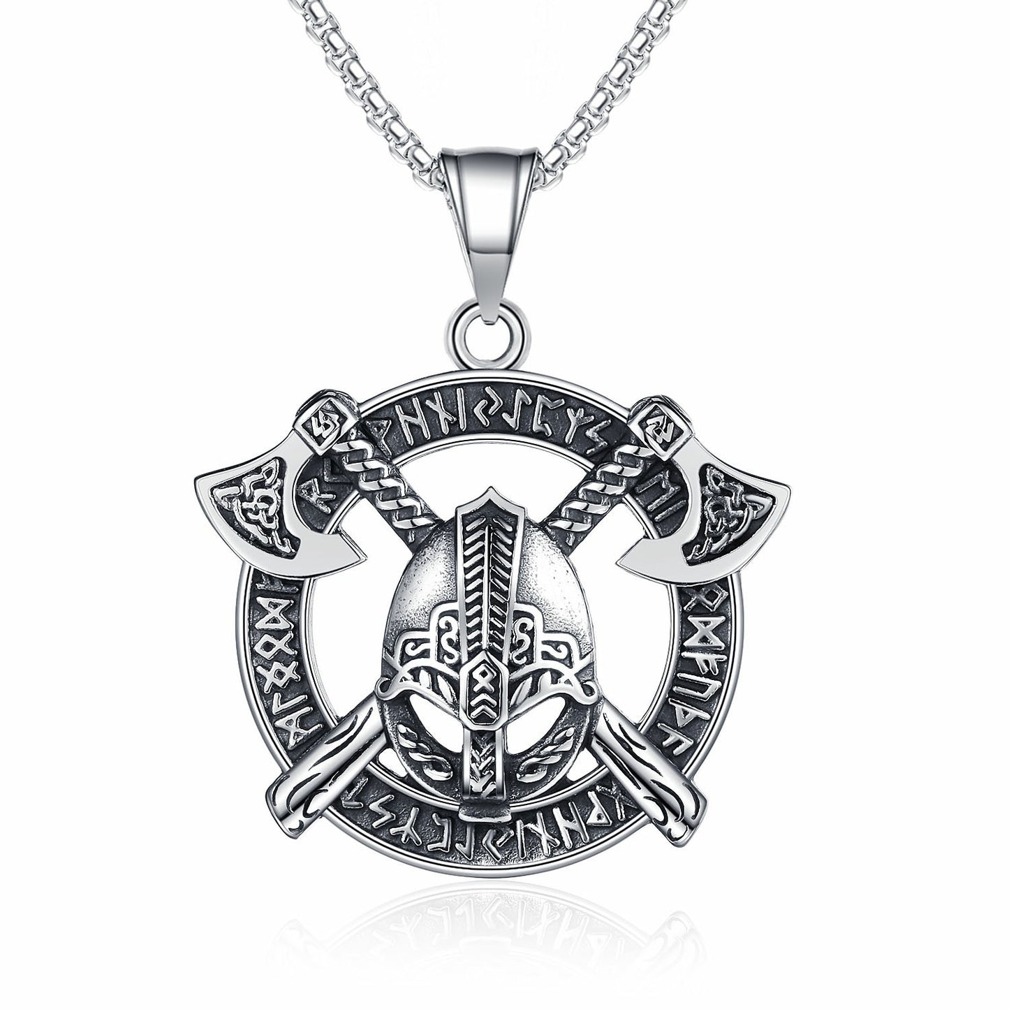 Steel Necklace - Statement Spartan Warrior Double Axe Pendant For Men Bold Hip Hop Style Jewelry