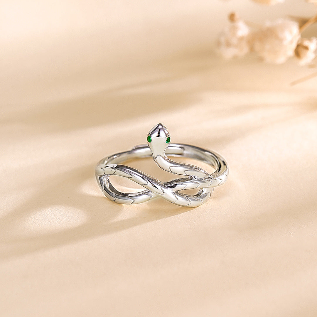 Planderful Everyday Genie – S925 Sterling Silver Personalized Snake Ring Women’s Adjustable Fashion Niche