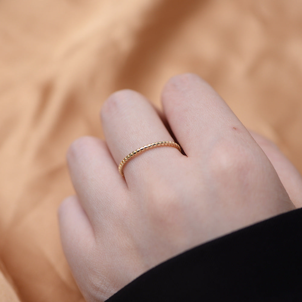 Screw Striation Design Sterling Silver Ring