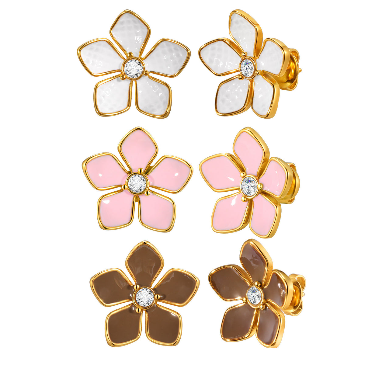 Stainless Steel Floral Earrings