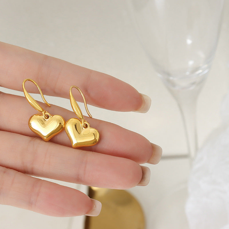 Love Infusion Gold-Plated Heart Earrings with Unique Design and Metal Ear Hooks