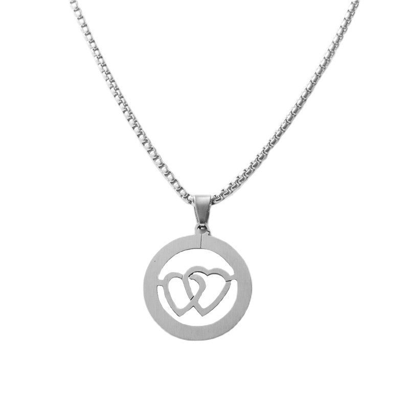 Personalized Retro Hollow Heart Pendant Necklace in Titanium Steel for Trendy Men and Women