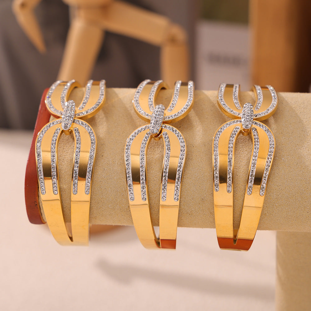 Zircon Design Titanium Steel Gold-Plated Bracelet by Planderful - Everyday Genie Collection