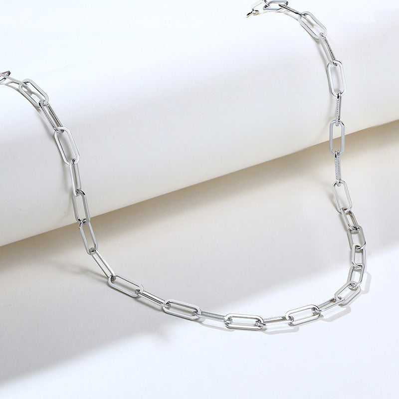 Chain 6.5MM Stainless Steel Flat Long O-Chain Necklace