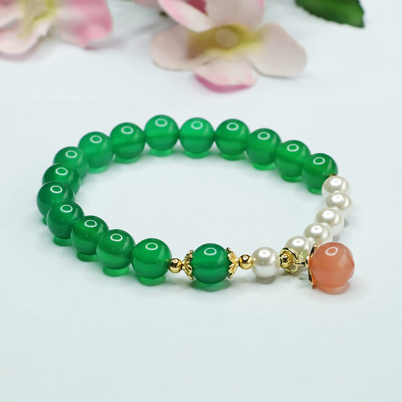 Fortune's Favor Sterling Silver Chalcedony and Pearl Bracelet