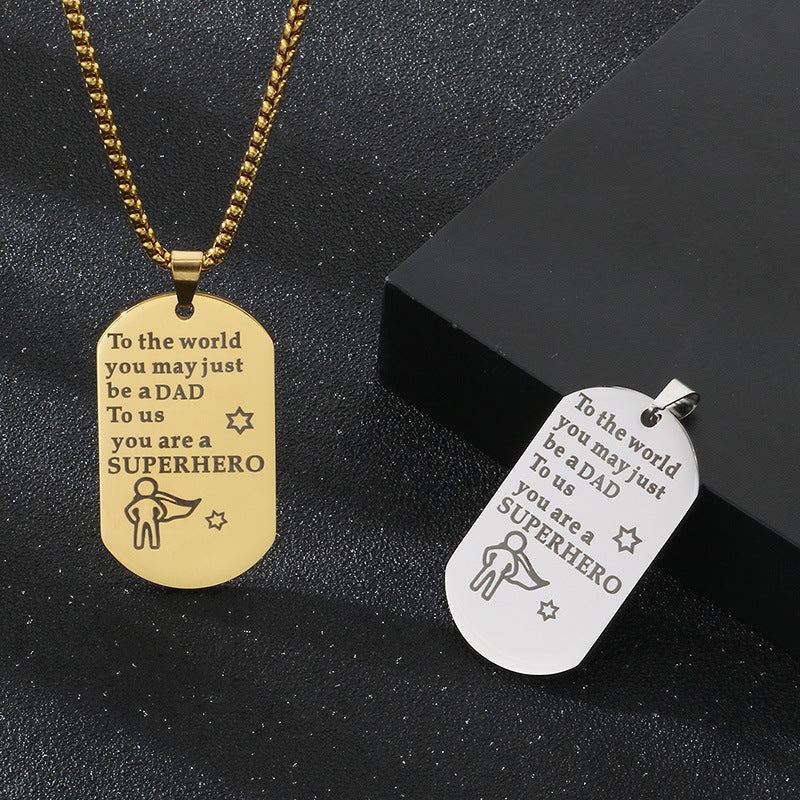 Planderful Dad Pendant Stainless Steel Engraved For Men