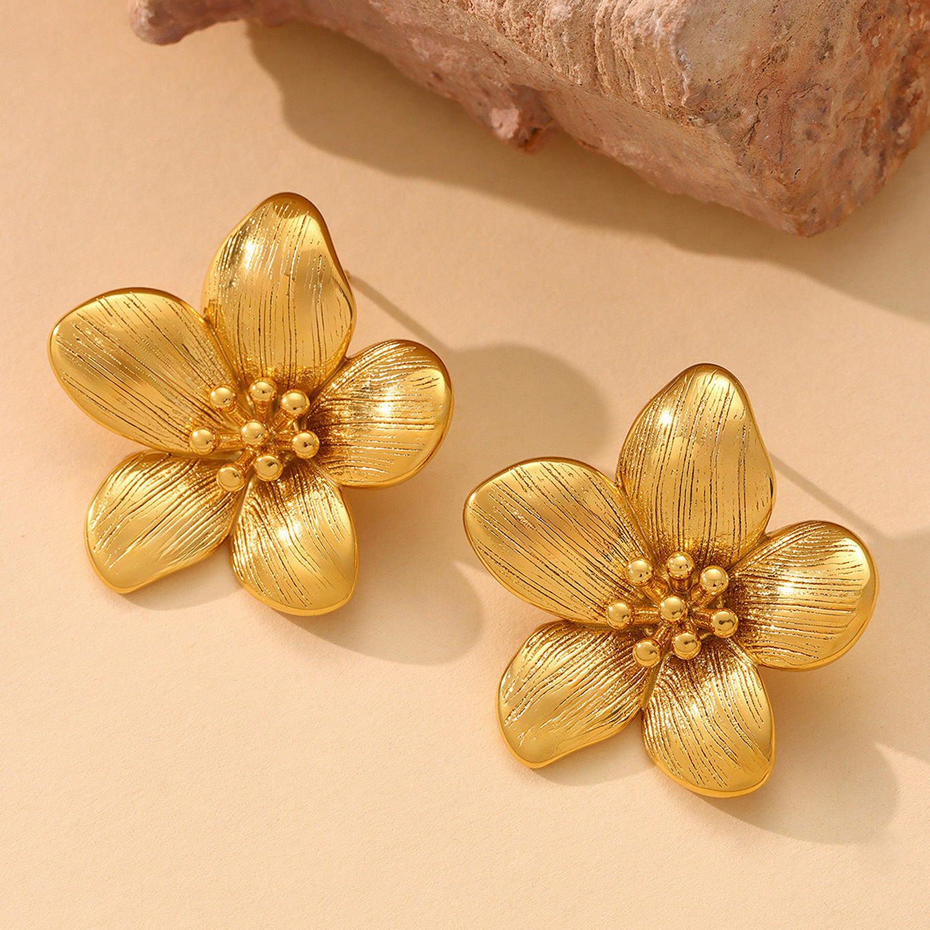 18K Gold Plated Flower Stud Earrings Planderful For Women