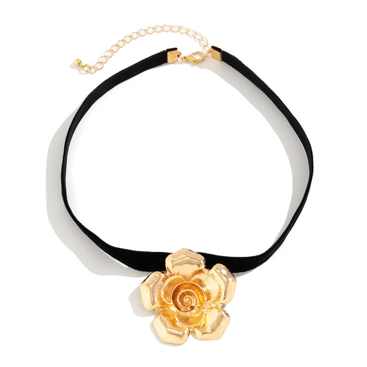 Cross-border Velvet Flower Choker Necklace for Women