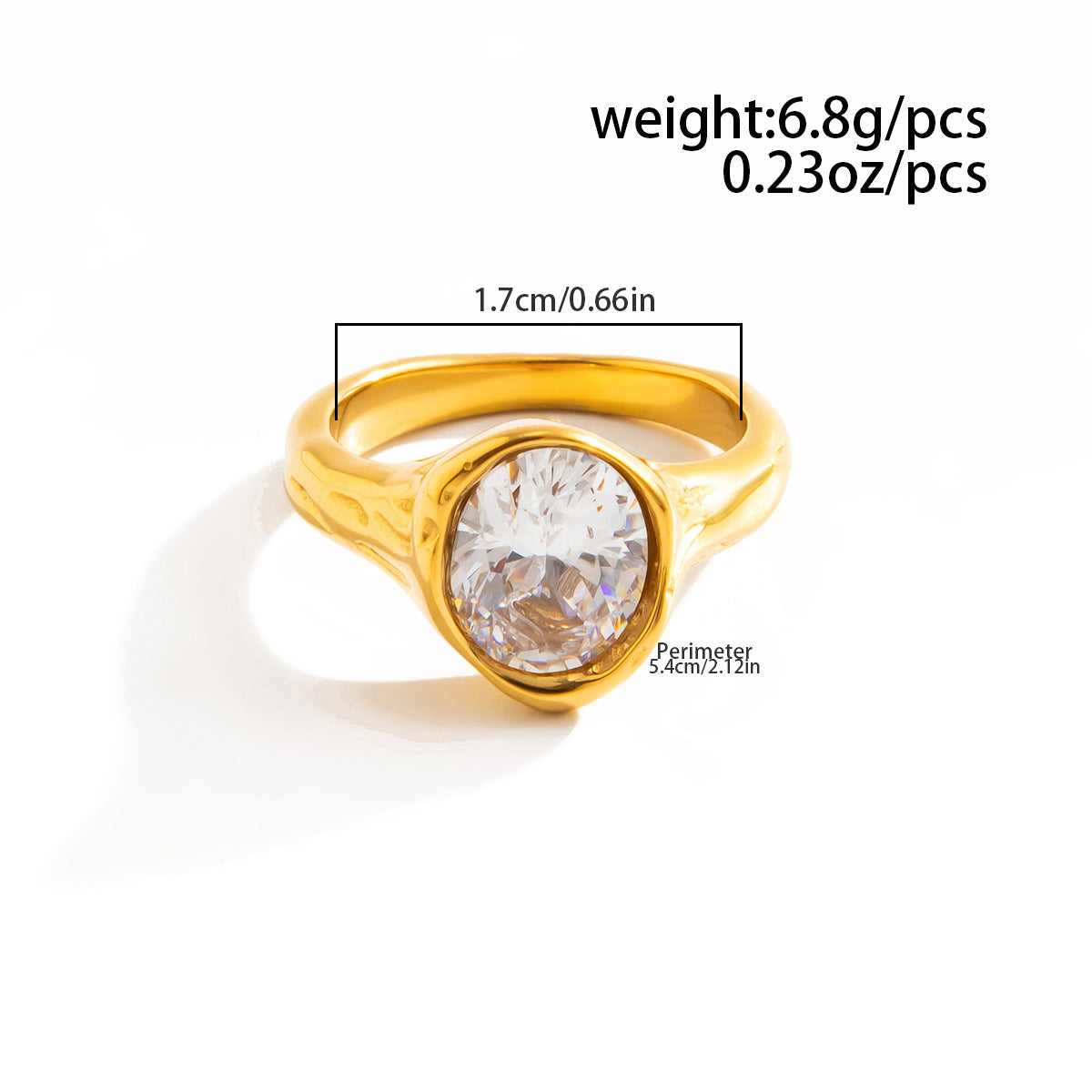 Planderful Stainless Steel Ring With Lava Texture And Zircon Inlays For Women Statement Jewelry